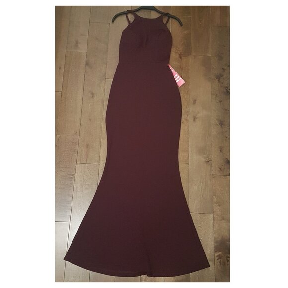 Speechless Women's Burgundy Mermaid Evening Long Gown Dress, Size 5 Juniors -NWT - Picture 1 of 8